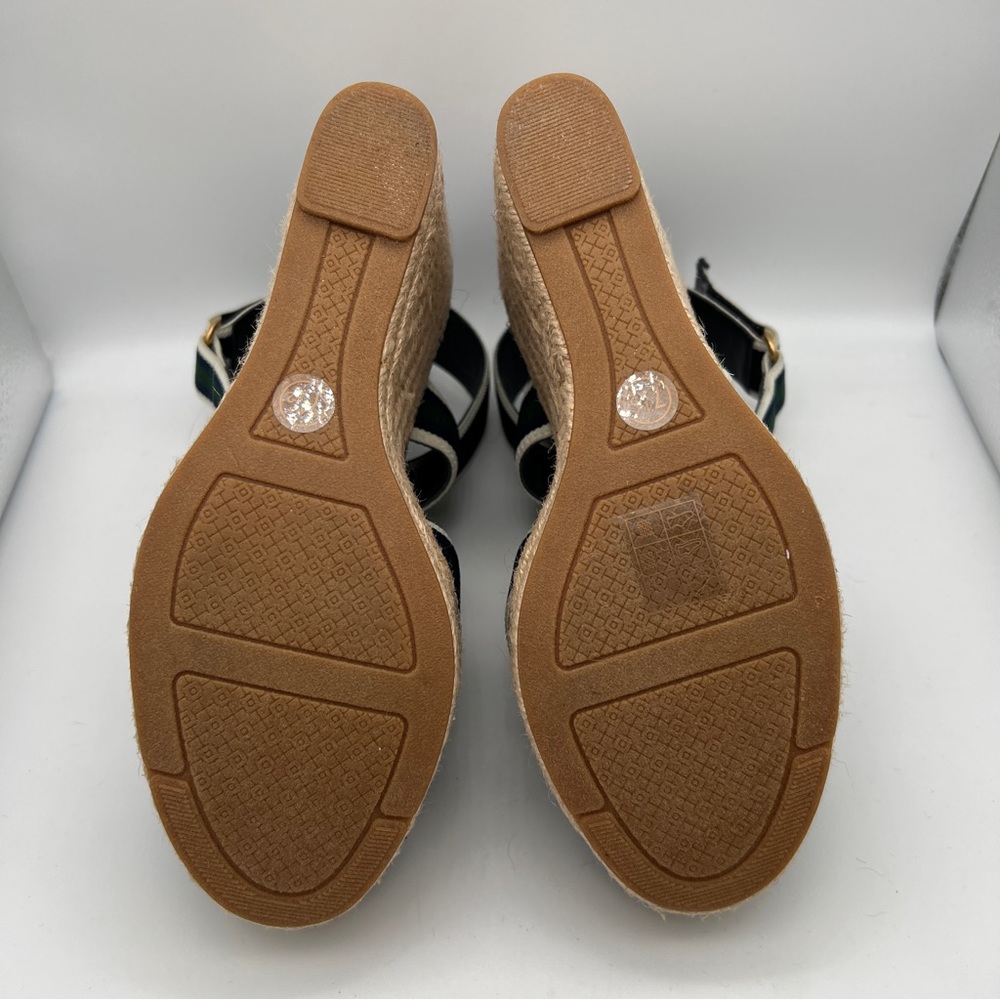 TORY BURCH Frieda Striped Espadrille Wedge Sandals - Green Blue Stripe - Sz 7.5 - Picture 11 of 11